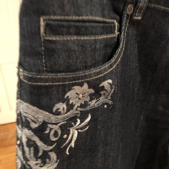 Chico’s size 12 blue high waist jeans silver & white embellished details stretch - Picture 10 of 16